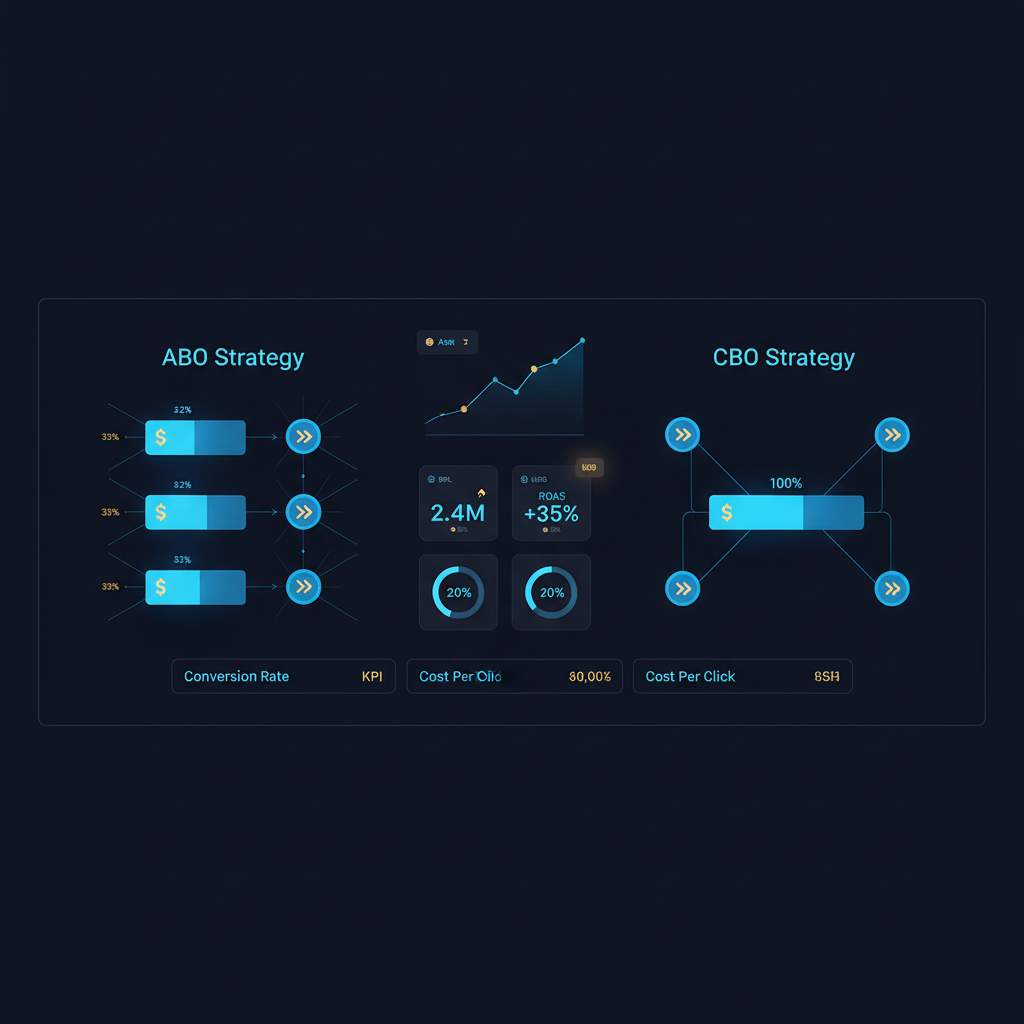 Gráfico comparativo mostrando a estrutura de orçamento ABO, com verbas separadas, e a estrutura CBO, com verba unificada.